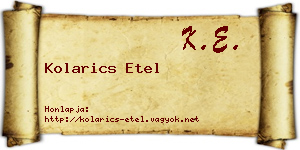 Kolarics Etel névjegykártya